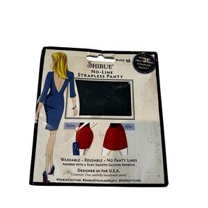 Shibue Adhesive No-Line Strapless Panty Black Med NEW Invisible Support